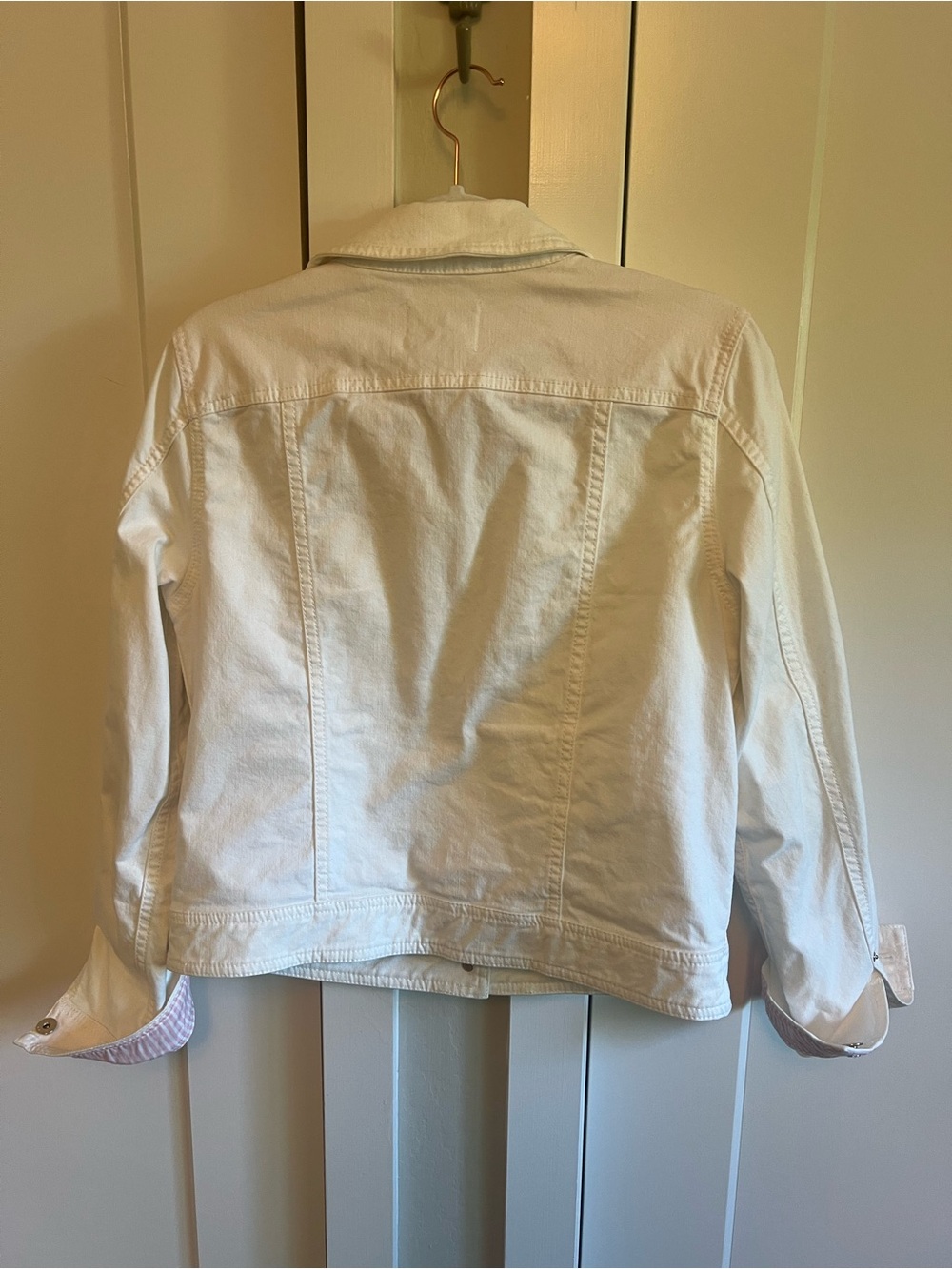 kate spade White Denim Jacket w/Pink Stripe Trim - Picture 6 of 9
